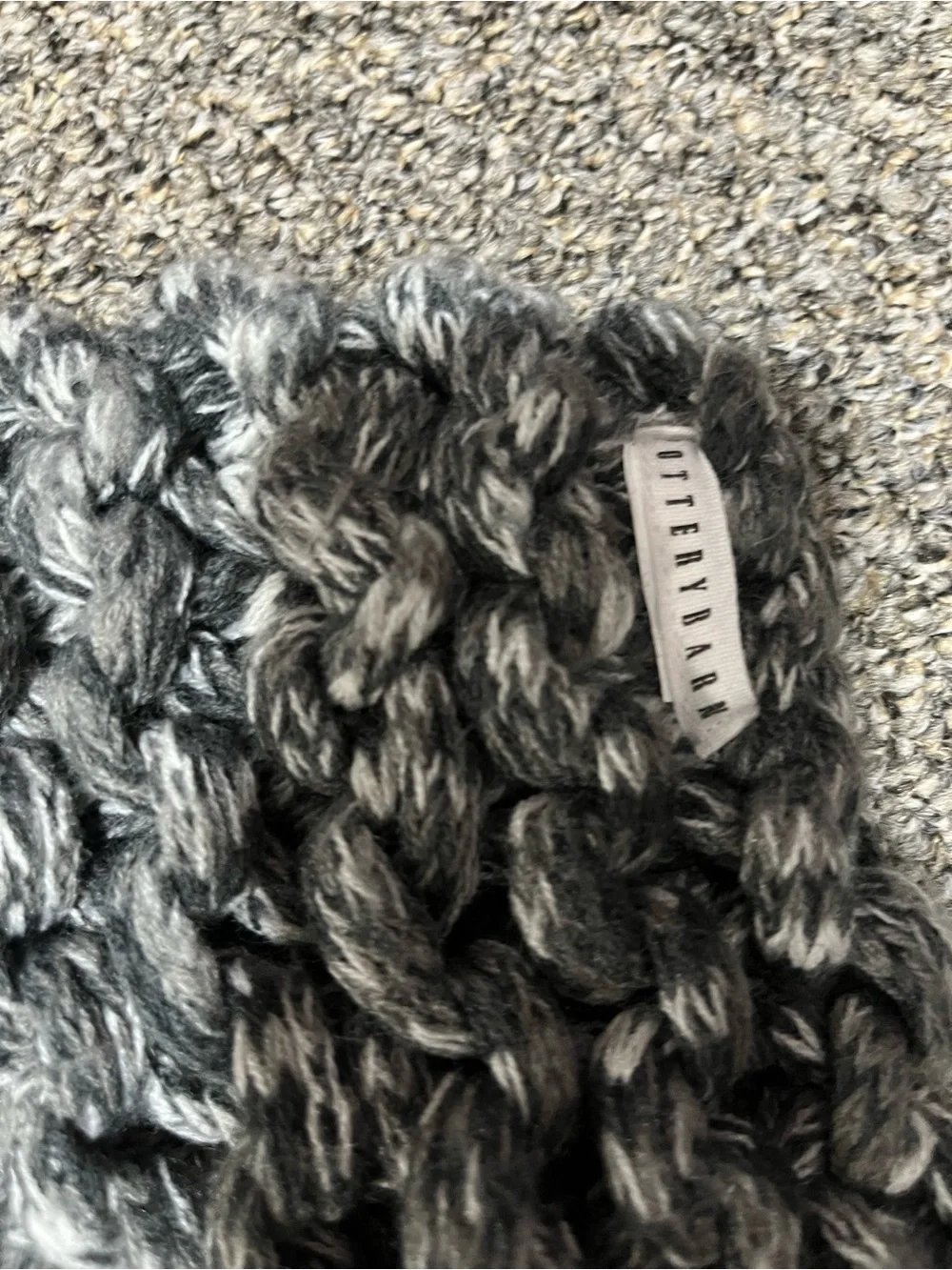 Pottery Barn Chunky Thick Throw Blanket Open Weave Knit Crochet Charcoal Marled